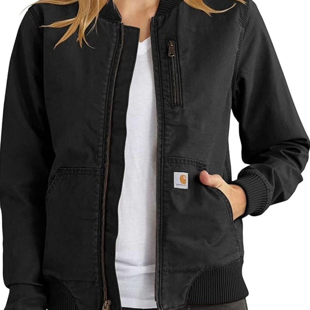 Carhartt Black Bomber Jacket with Stand-Up Collar